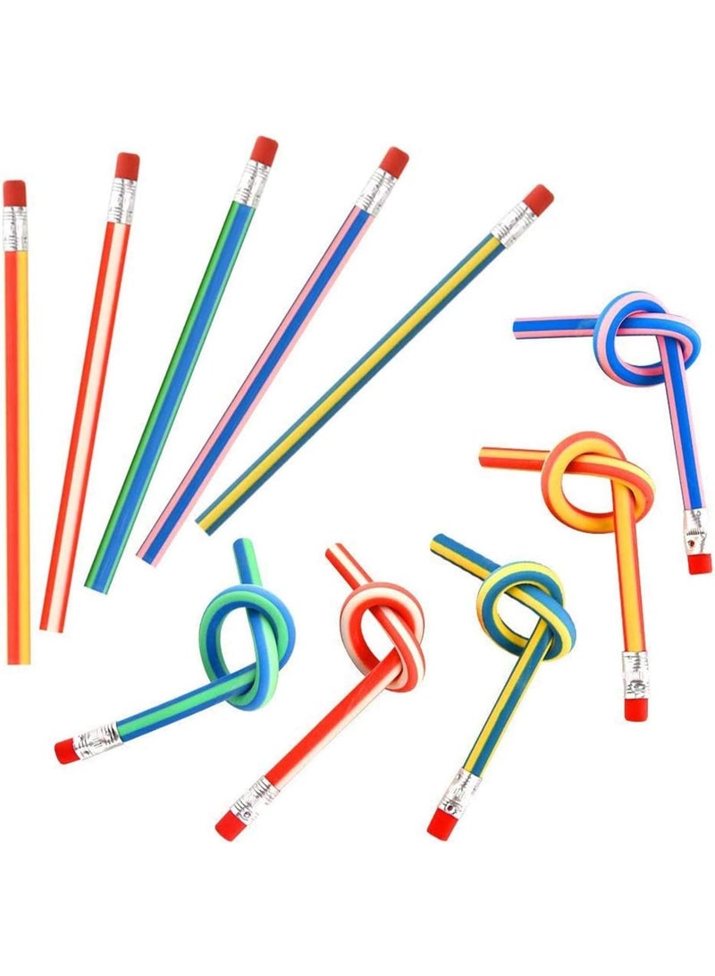 ChicAbode 10 قطع من قلم الرصاص المنحني ، قلم الرصاص المرنة الملتوية الناعمة المجنونة مع الممحات ، مناسبة لحفلة الأطفال ، حشوات الجوارب لعيد الميلاد ، هدايا عيد الميلاد ، جوائز الفصول الدراسية ، لعبة تخفيف الإجهاد ، للفتاة ، ولد (ملون) - Image 1